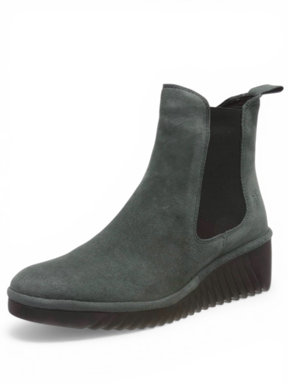 Fly London Lita Slate Grey Suede Pull On Wedge Chelsea Boots Size 39/ US 8-8.5